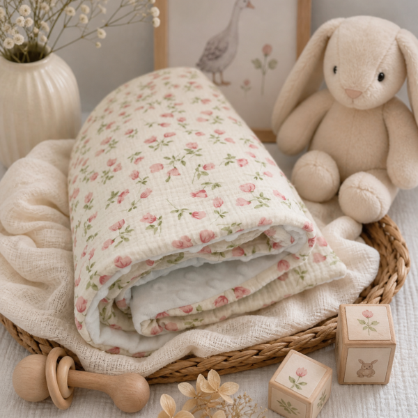 Couverture bébé molletonnée fait main